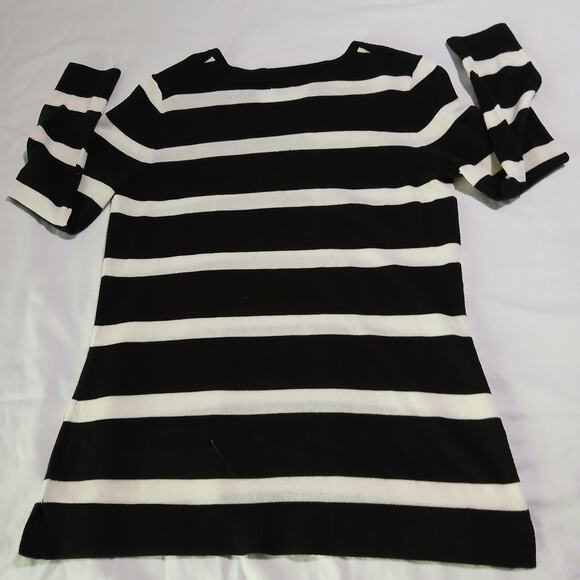 Van Heusen M long-sleeved  Black & White Stripe Tunic sweater light-weight - Picture 11 of 12
